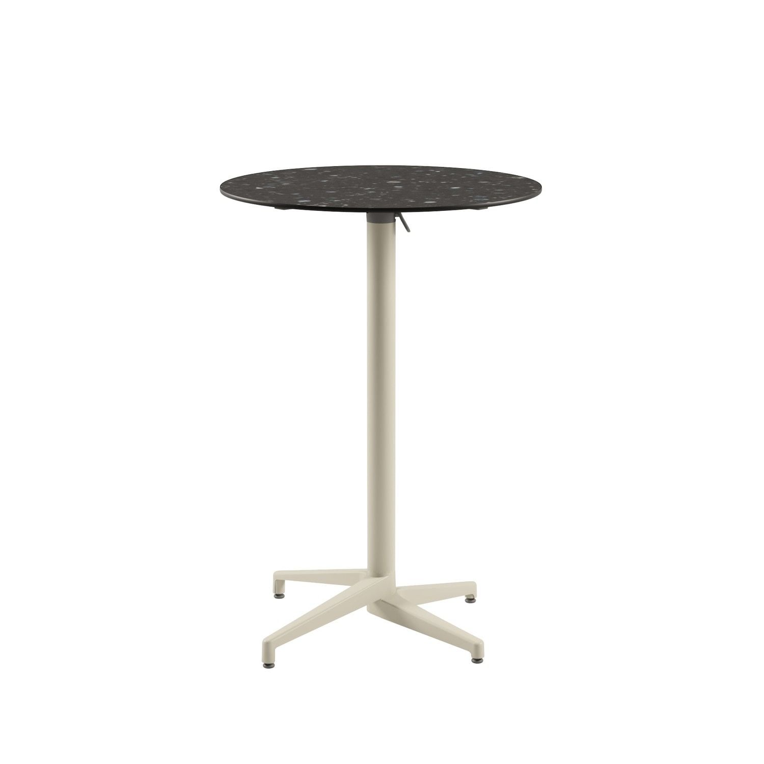 Compact Paslanmaz Yuvarlak Katlanır Bar Masası, 70 cm Çap, Terrazzo Mermer Desenli Üst Tabla, Dış Mekan & İç Mekan Kullanımı