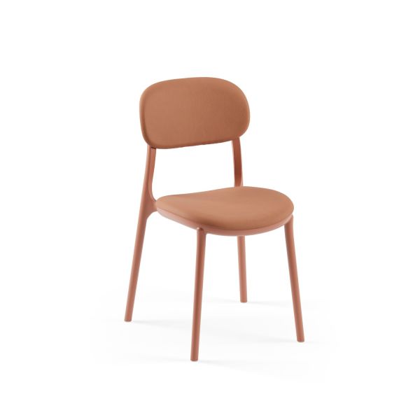 Terrakota Modern Sandalye Kumaş Döşemeli İstiflenebilir
