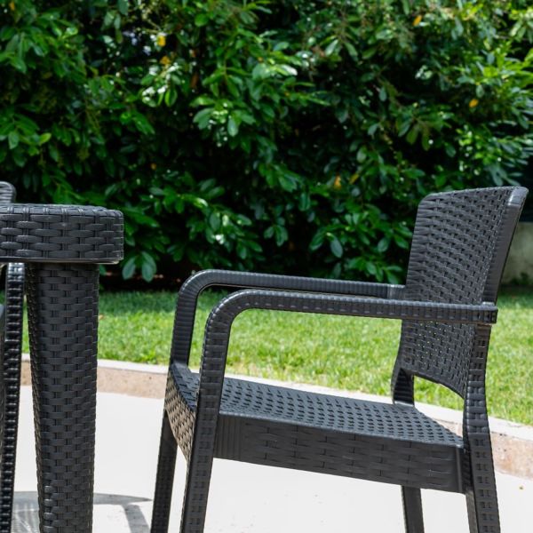 Antrasit 6 Kişilik Bahçe Masa Sandalye Takımı 90x150 cm