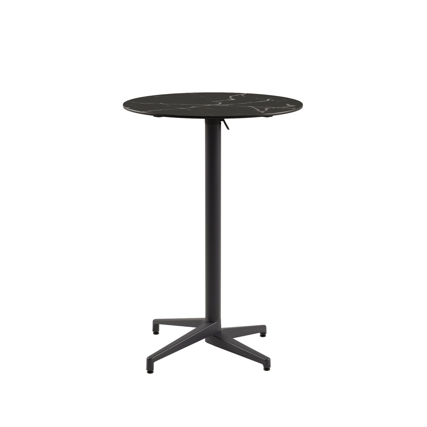 Compact Paslanmaz Katlanır Mutfak Bar Masası – 70 cm Yuvarlak Antrasit Gri Ayaklı, Siyah Mermer Desenli Laminat Üst, Dayanıklı ve Şık Dış Mekan Bahçe Bar Masası