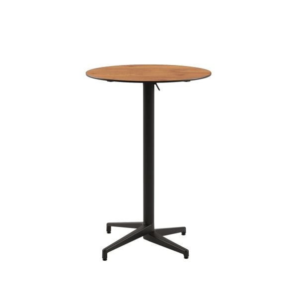Compact Paslanmaz Katlanır Bistro Otel Bar Masası – Ahşap Laminat Novecento Desenli, 70 cm Yuvarlak, Antrasit Gri Ayaklı, Dış Mekan İçin Dayanıklı