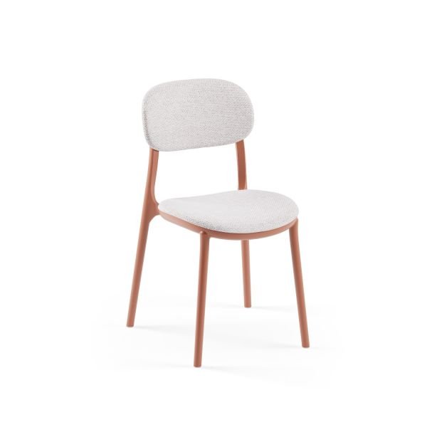 Terrakota Gövde Krem Kumaş Modern Mutfak Sandalyesi