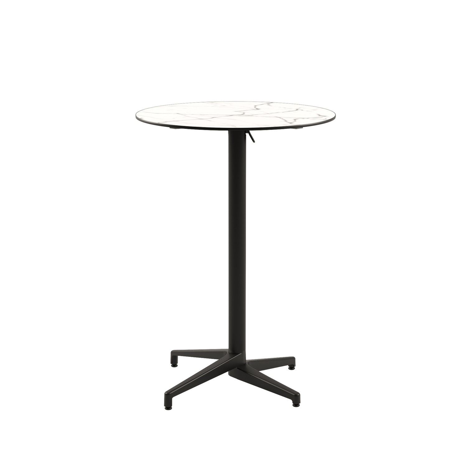 Compact Paslanmaz Bistro Katlanır Restaurant Bar Masası – Beyaz Mermer Desenli Laminat Üst Tabla, Dış Mekan ve İç Mekan Kullanımı, 70.cm