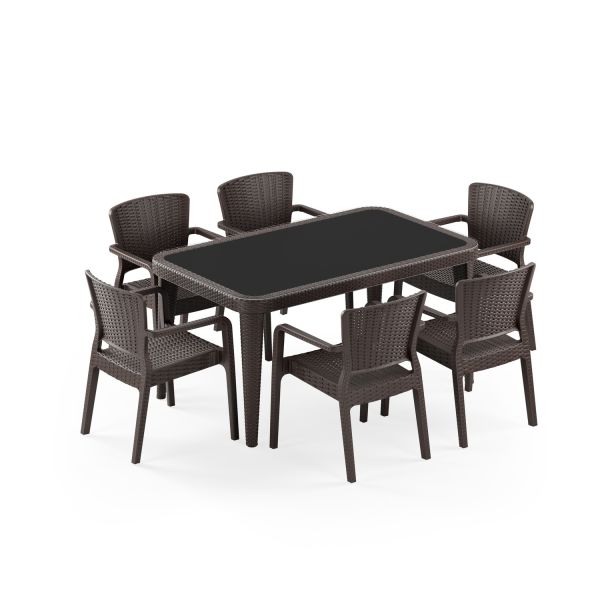 Venge 6 Kişilik Bahçe Masa Sandalye Takımı 90x150