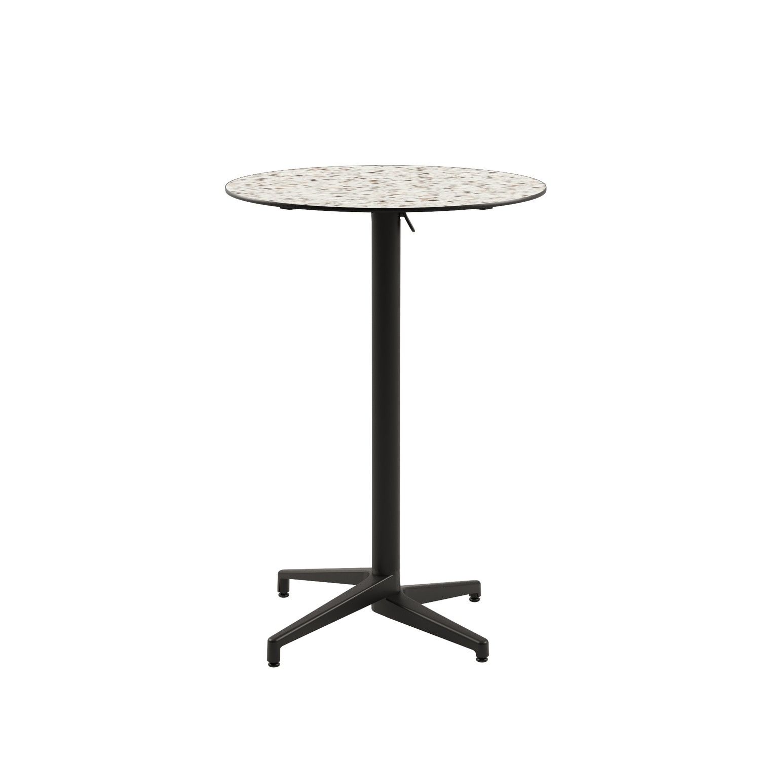 70 cm Compact Paslanmaz Katlanır Bahçe Bar Masası | Terrazzo Mermer Desenli Laminat, Yuvarlak, Dayanıklı, Dış Mekan Kullanımı