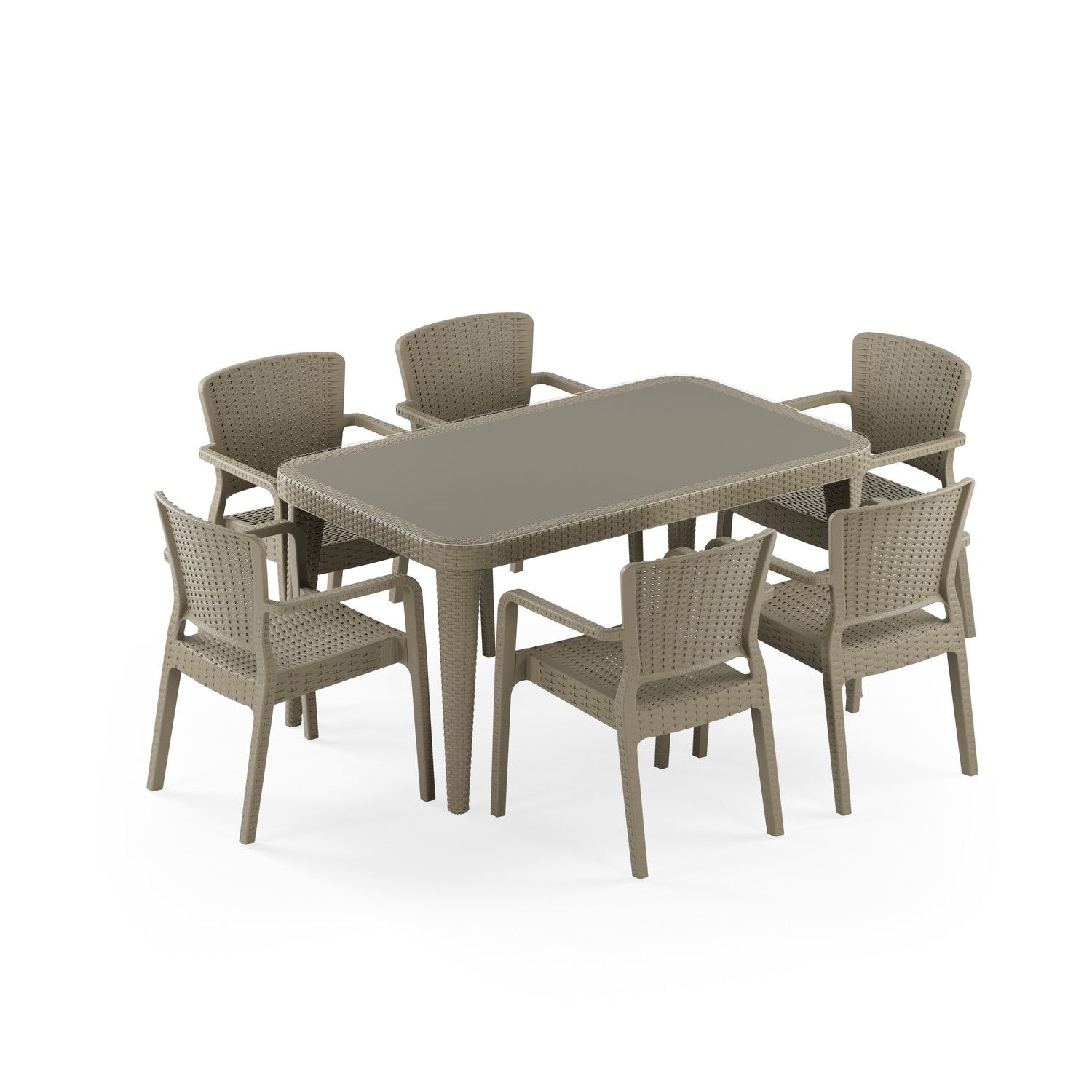 Vizon Renk 6 Kişilik Bahçe Masa Sandalye Takımı 90x150