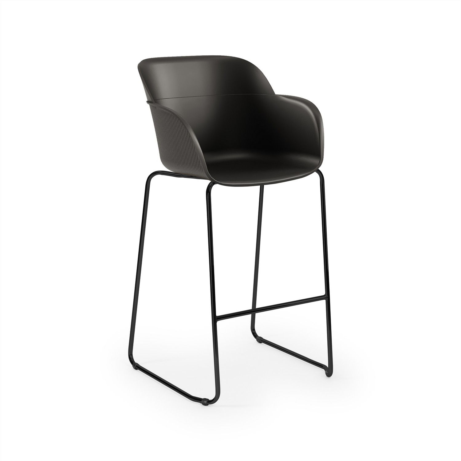 Siyah Bar Sandalyesi Metal Ayaklı Ergonomik Plastik Oturumlu
