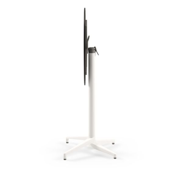 Compact Paslanmaz Katlanabilir Bar Masası - 70 cm Yuvarlak Beyaz Laminat Üst Tabla, Bahçe, Restoran, Kokteyl, Dış Mekan Kullanımı için Şık ve Dayanıklı