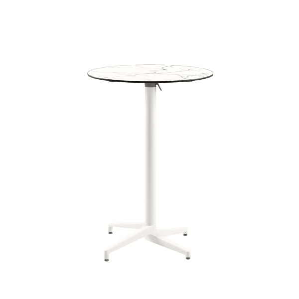 Compact Paslanmaz Katlanır Bistro Kokteyl Bar Masası – Mermer Desenli, Otel & Restoran Kullanımına Uygun, 70 cm Yuvarlak, Dış Mekan Bahçe Bar Masası