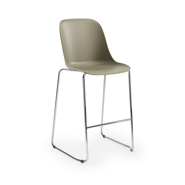 Çimento Gri Oturumlu Metal Krom Ayaklı Bar Sandalyesi | Ergonomik ve Dayanıklı Bar Sandalyesi Modeli
