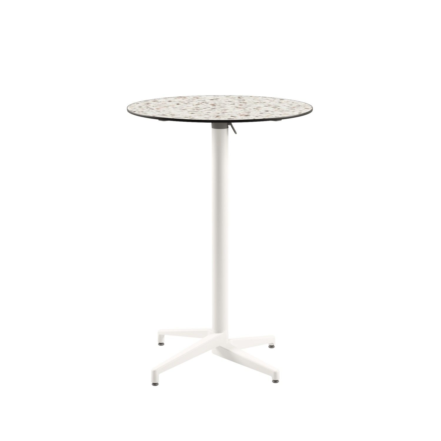 Compact Paslanmaz Katlanır Bistro Cafe Bar Masası | Terrazzo Mermer Desenli | Dış Mekan ve İç Mekan Kullanımına Uygun | 70 cm Yuvarlak