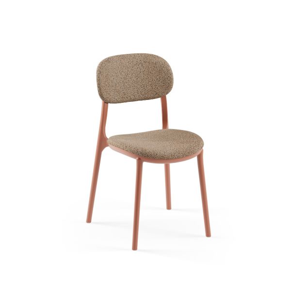 Terrakota Renk Gövde Kumaş Modern Sandalye İstiflenebilir