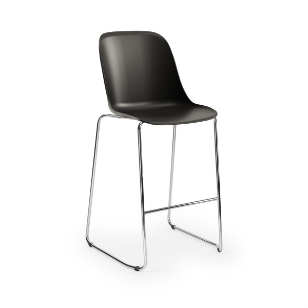 Siyah Bar Sandalyesi Metal Krom Ayaklı Plastik Oturaklı Ergonomik Ortopedik Mutfak Cafe Restoran Otel Bar Sandalyesi