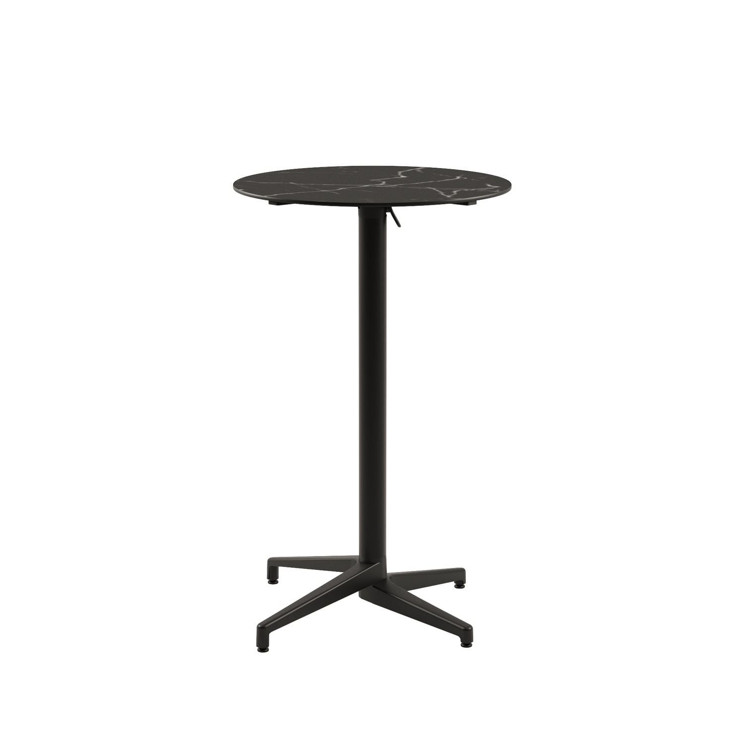 Compact Siyah Mermer Desenli Katlanır Bar Masası | Paslanmaz, Bistro, Otel, Cafe, Dış Mekan