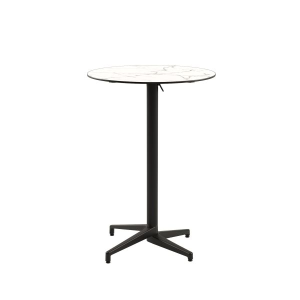 Compact Paslanmaz Katlanır Bar Masası Beyaz Mermer Desenli Laminat Üst Tabla - Dış Mekan & Bahçe Kullanımı için Dayanıklı, Şık ve Fonksiyonel Bistro Bar Masası