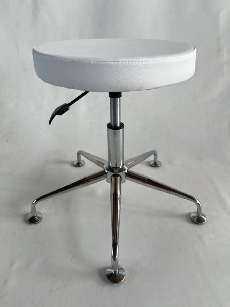 Pulsar Beyaz Deri Amortisörlü Tekerleksiz Tabure