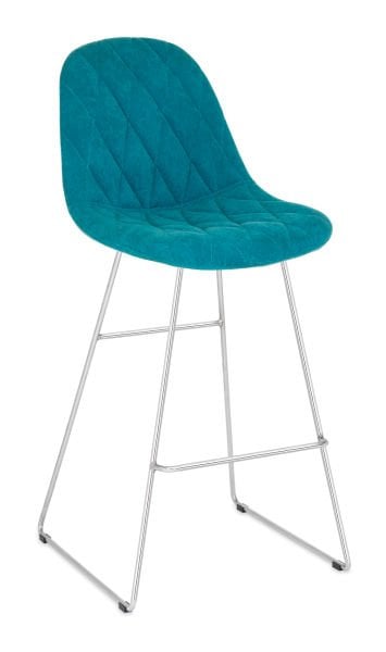 Teen Mavi Kumaş Bar Sandalyesi – Ergonomik, Şık ve Dayanıklı Metal Krom Ayaklı Mutfak, Cafe, Restaurant Bar Sandalyesi