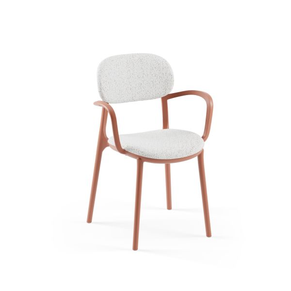 Kiremit Renk Kollu Mutfak Sandalyesi Kumaşlı Modern