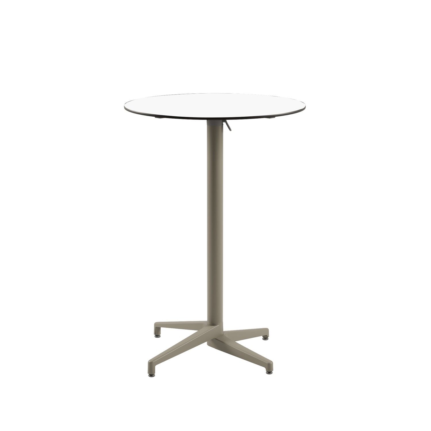 Compact Paslanmaz Katlanabilir Bar Masası - Beyaz Laminat Üst, Yuvarlak, 70 cm Çap, Dış Mekan Bahçe, Havuz Kenarı, Otel, Kafe için İdeal