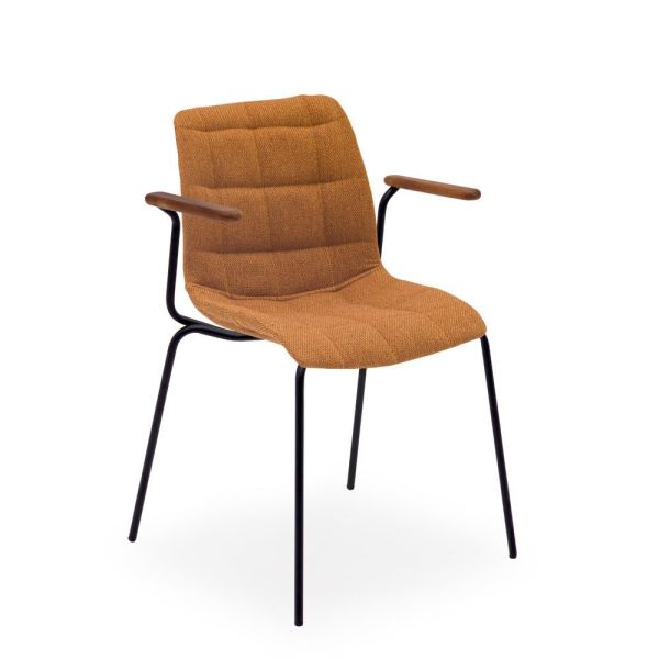 Siyah Metalik ve Turuncu Kumaş Kollu Sandalye: Canlılıkla Şıklığın Buluşması!