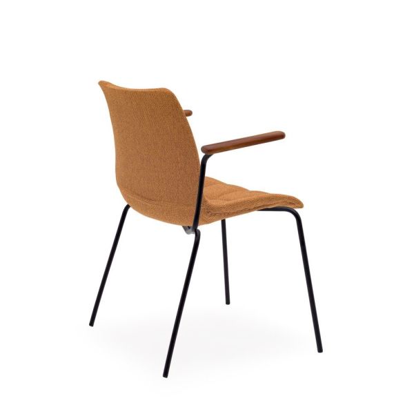 Siyah Metalik ve Turuncu Kumaş Kollu Sandalye: Canlılıkla Şıklığın Buluşması!