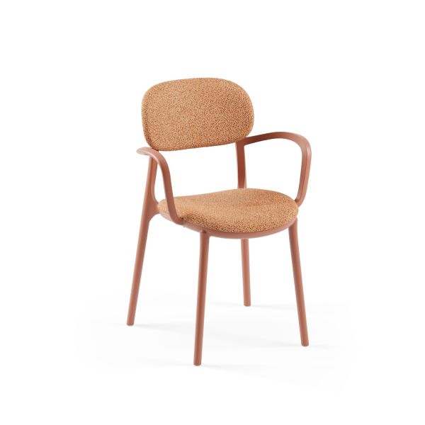 Kollu Mutfak Sandalyesi Kumaşlı Kiremit Renk Modern