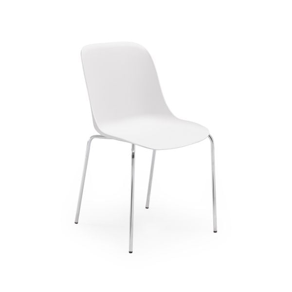 Krom Metal Ayak Beyaz Plastik Mutfak ve Cafe Sandalyesi