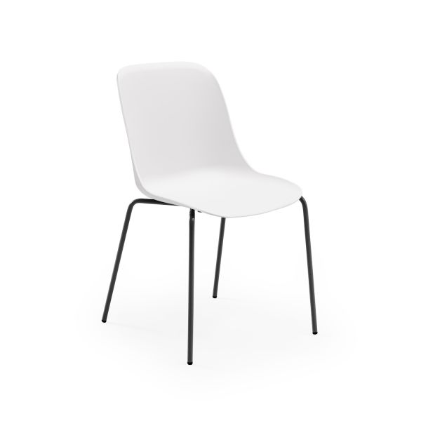 Siyah Metal Ayaklı Beyaz Plastik Sandalye – Mutfak, Cafe ve Restoran Kullanımı