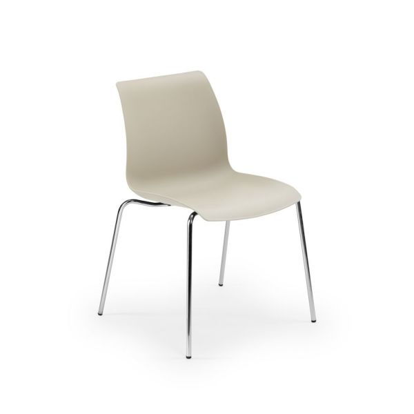 Modern Tasarım ve Dayanıklılıkta Lider: Metal Krom Ayaklı Polipropilen Bej Plastik Oturaklı Mutfak Sandalyesi