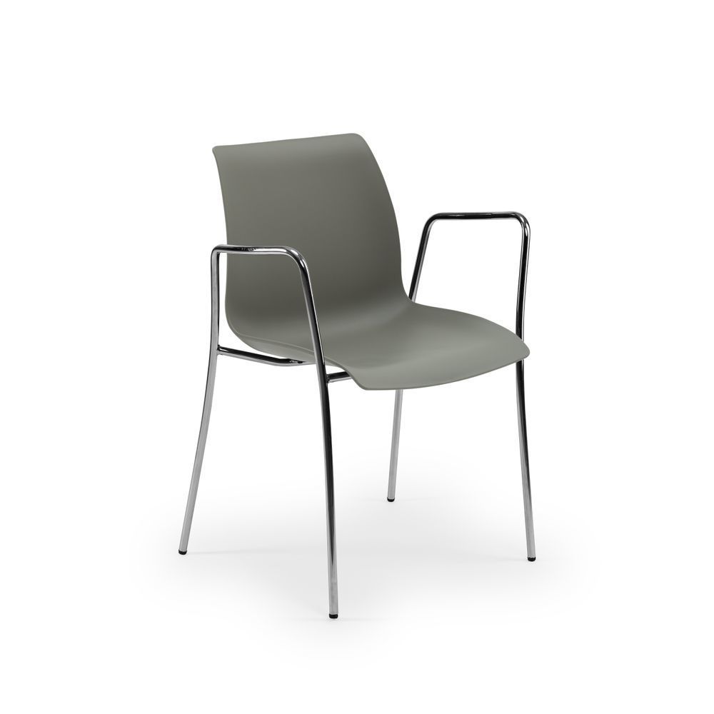 Pratik ve Estetik: İstiflenebilir Kollu Çimento Gri Plastik Oturaklı Metal Sandalye