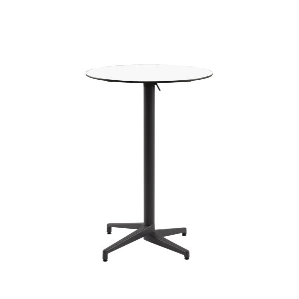 Compact Paslanmaz Bistro Kokteyl Katlanır Bahçe Bar Masası - Beyaz Laminat, Yuvarlak, 77 cm Çap, 111 cm Yükseklik, Çizilmeye Ve Isıya Dayanıklı Bar Masa