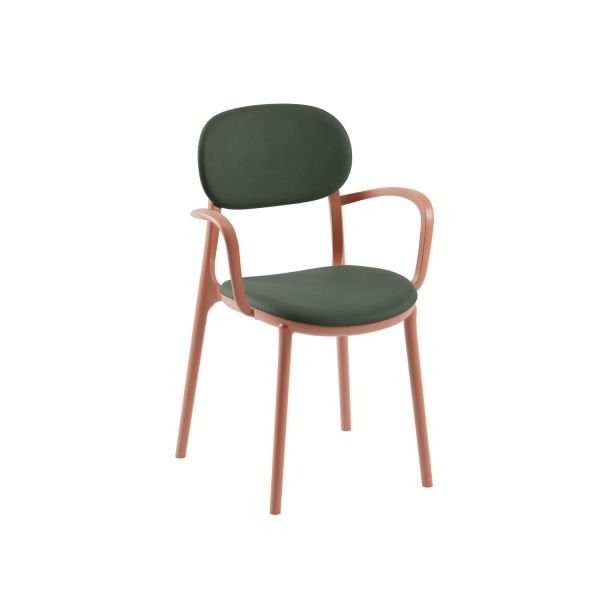 Terrakota Kollu Kumaş Mutfak Sandalyesi Modern