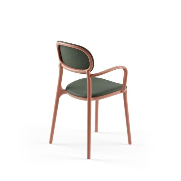 Terrakota Kollu Kumaş Mutfak Sandalyesi Modern
