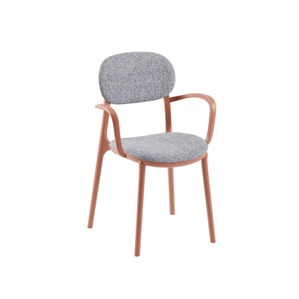Terrakota Kollu Gri Kumaş Mutfak Sandalyesi Modern