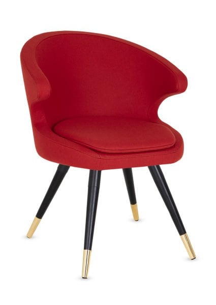Dali Siyah Ahşap Ayaklı Kırmızı Kumaş Sandalye - Ergonomik ve Şık Tasarım Sandalye, Kafe, Restoran, Mutfak ve Salon Kullanımı İçin İdeal