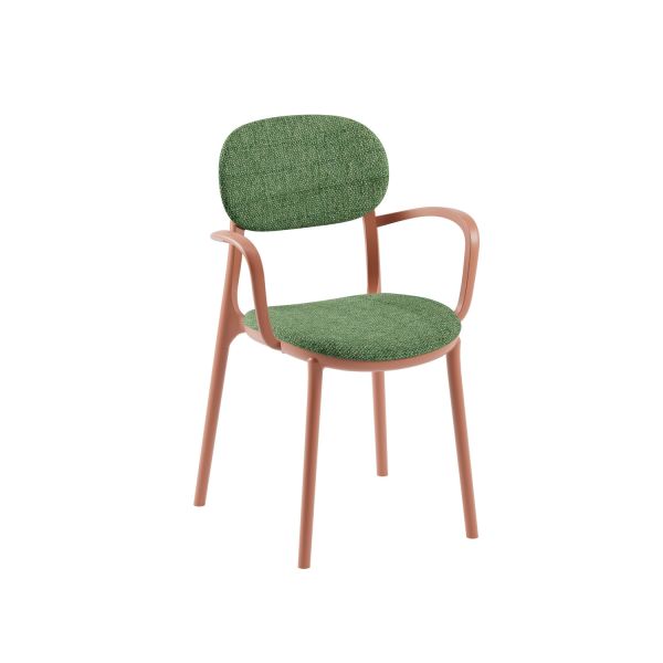 Terrakota Kollu Yeşil Kumaş Mutfak Sandalyesi Modern