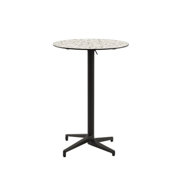 Compact Paslanmaz Bistro Katlanabilir Bar Masa – Terrazzo Mermer Desenli Laminat Üst Tabla, 77 cm Yuvarlak, Dış Mekan ve İç Mekan Kullanımı İçin Dayanıklı