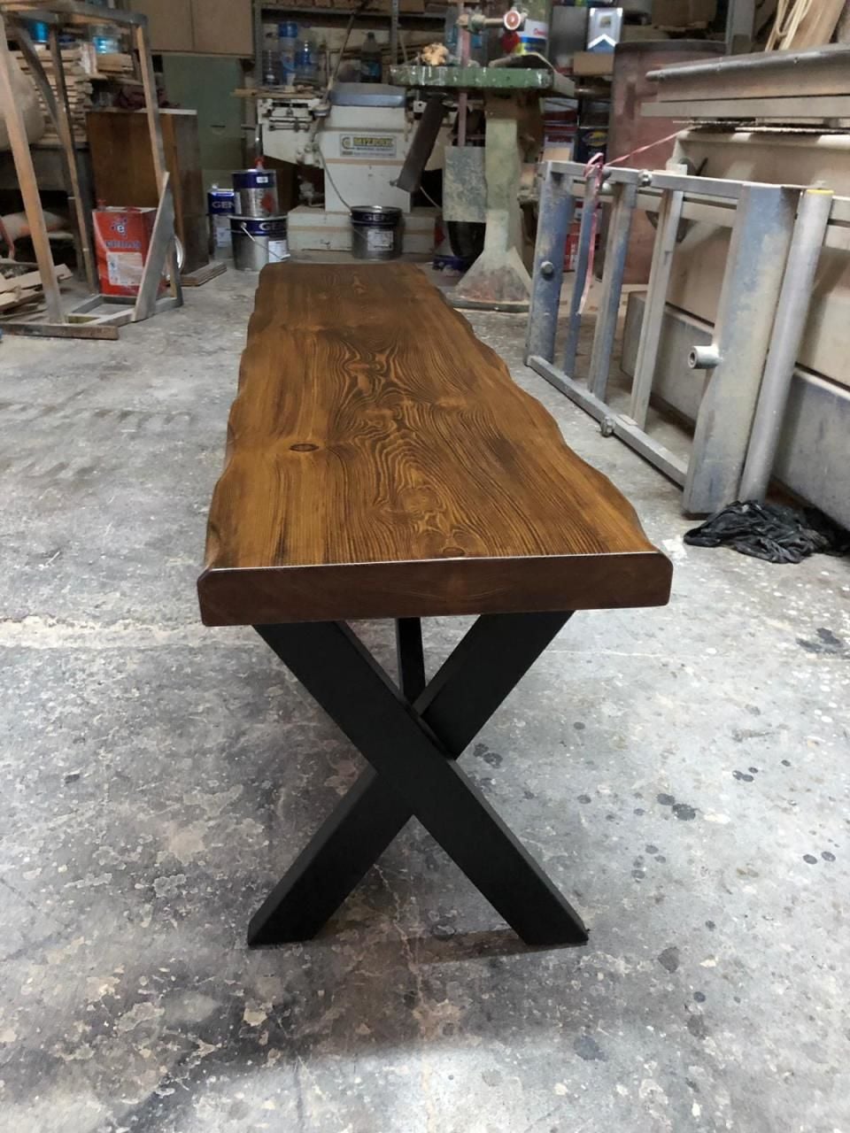 Doğal Ahşap Kütük Bench Bank İmalatı 120x35