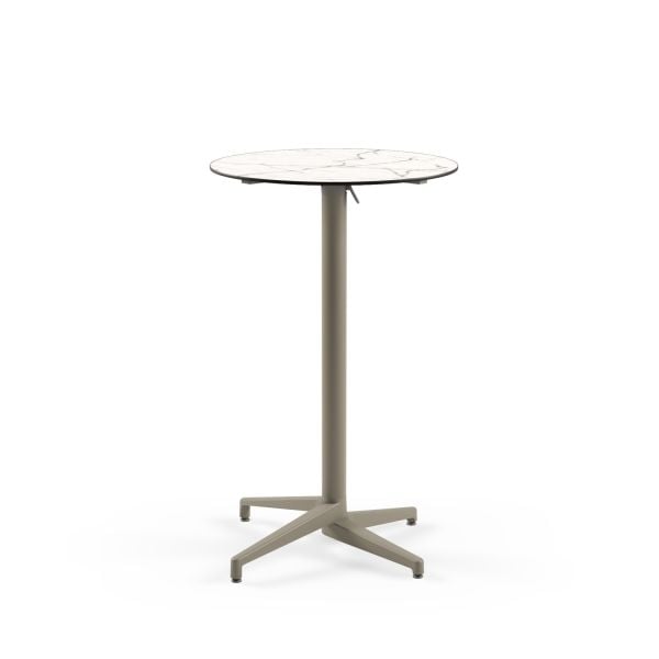 Compact Paslanmaz Katlanır Bistro Bar Masası - Beyaz Mermer Desenli Laminat Üst, Şık ve Dayanıklı