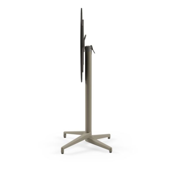 Compact Paslanmaz Katlanabilir Bar Masası – 77 cm Yuvarlak, Terrazzo Mermer Desenli, Vizon Renk Ayak, Havuz Kenarı, Bahçe, Kafe, Restoran, Balkon, Teras ve İç Mekan Kullanımı