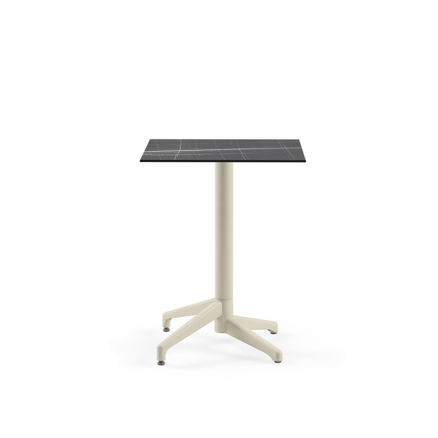 Compact Siyah Mermer Desen Paslanmaz Bahçe Cafe Masası 60x60