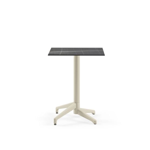 Compact Siyah Mermer Desen Paslanmaz Bahçe Cafe Masası 60x60