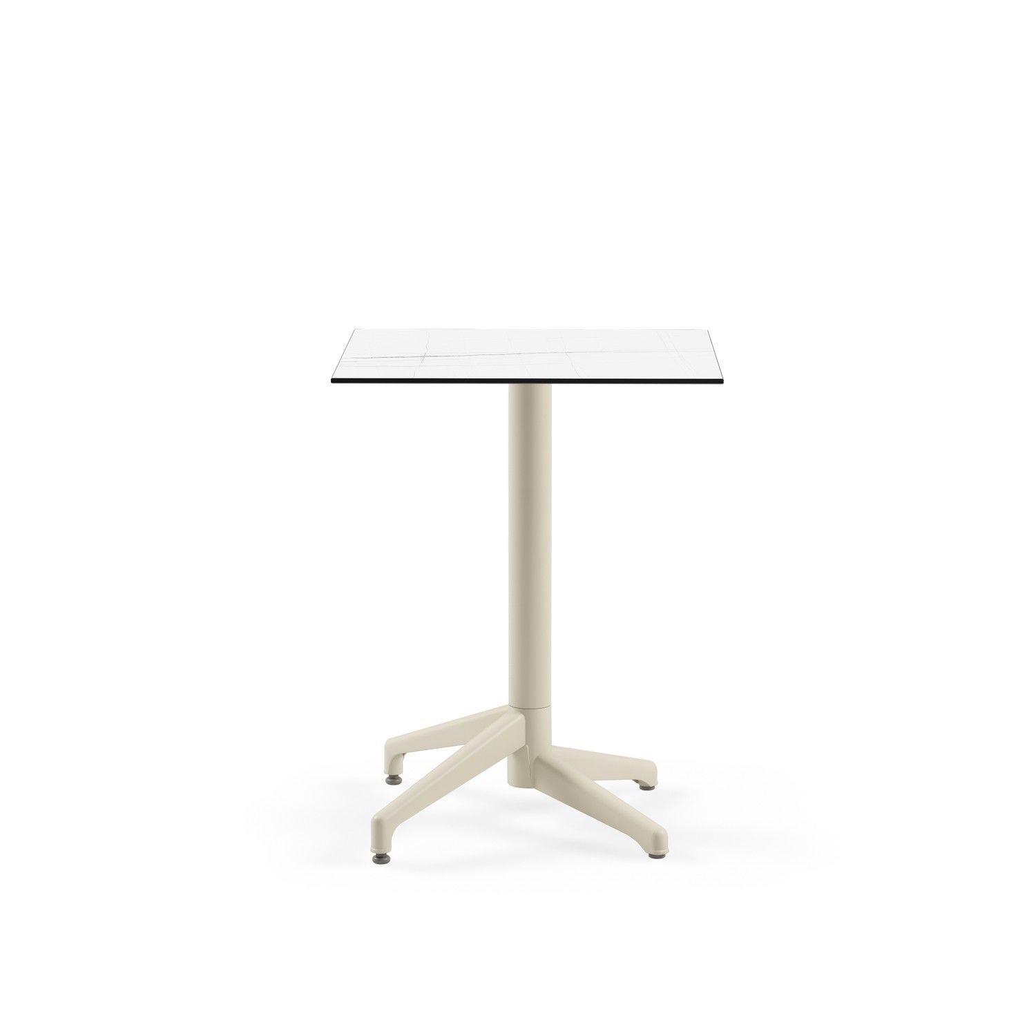 Beyaz Mermer Desen Compact Paslanmaz Mutfak Masası 60x60