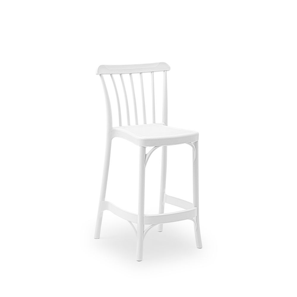 Beyaz Bahçe Bar Sandalyesi 65 cm Plastik Cafe İç Dış Mekan