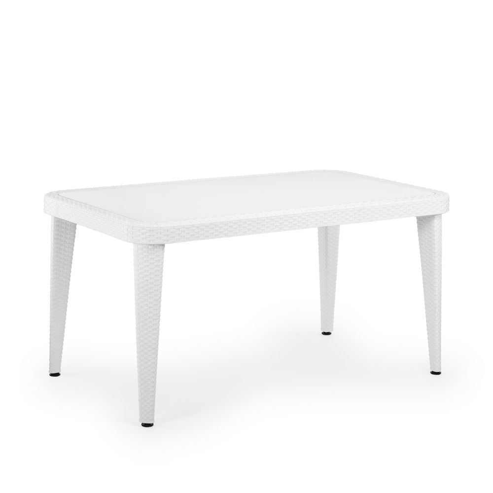 Beyaz Bahçe Masası Enjeksiyon Rattan 90x150 Dış Mekan