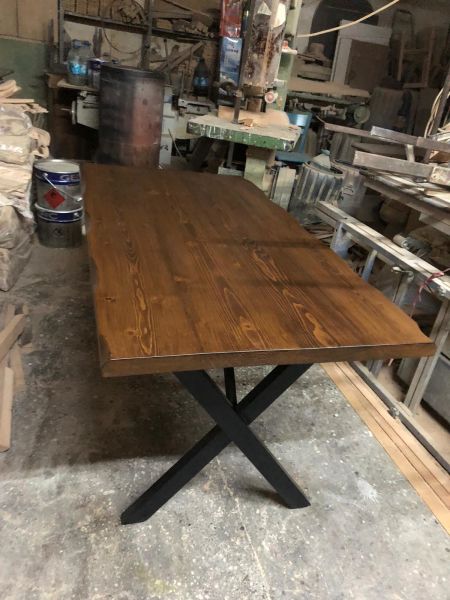Ceviz Kütük Ağaç Masa 140x80 Doğal Göknar Üst Tabla