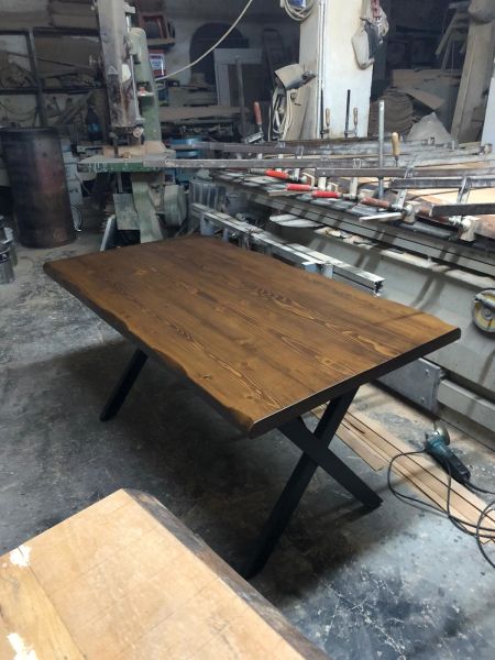 Ceviz Kütük Ağaç Masa 140x80 Doğal Göknar Üst Tabla