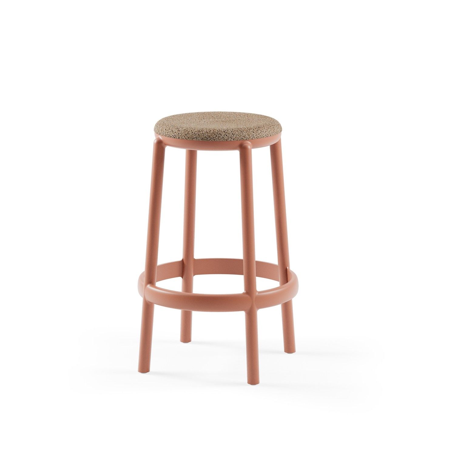 Terrakota Plastik 65 cm Bar Taburesi Kumaş Oturumlı