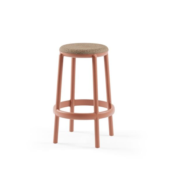 Terrakota 65 cm Kumaş Oturumlu Plastik Bar Taburesi