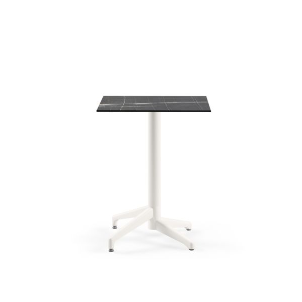 Siyah Mermer Desen Compact Beyaz Balkon Masası 60x60